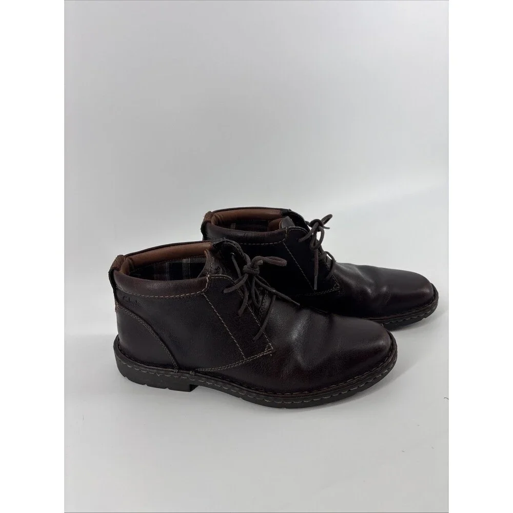 Clarks Stratton Limit Chukka Ankle Boots Lace Up Brown Leather Men Size 10.5￼M